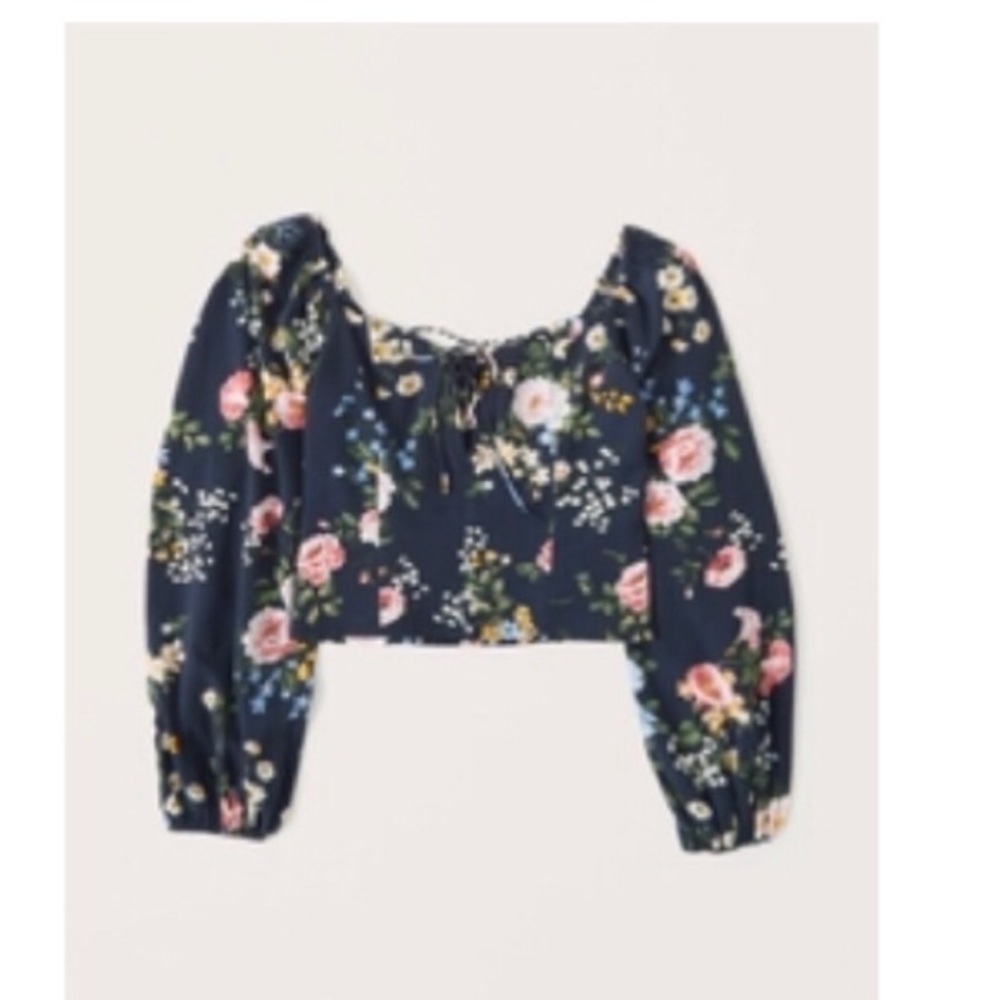 Abercrombie Women’s Puff Sleeve Lace Up Sweetheart Blouse
